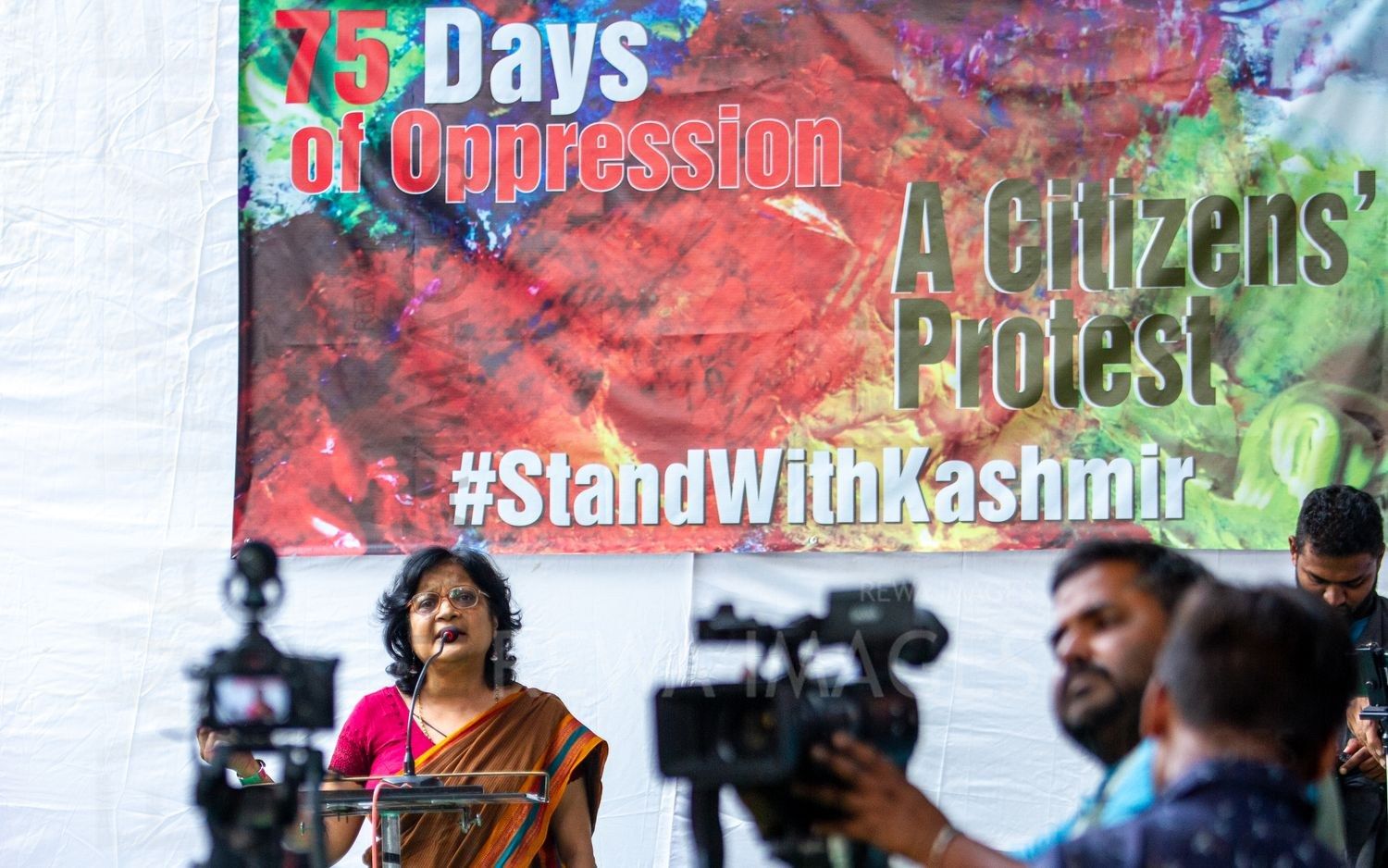 Citizens protest at Jantar Mantar, New Delhi in October 2019 against the “75 days of lockdown in Kashmir” after the amendment to Article 370 and 35A.