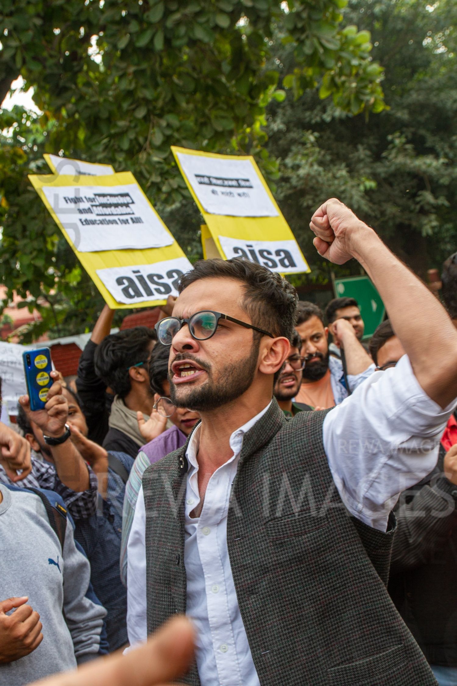 Umar Khalid joining Students from Jawaharlal Nehru University & other Colleges protest in New Delhi, India, 23 November 2019 against fee hike and New Education Policy
