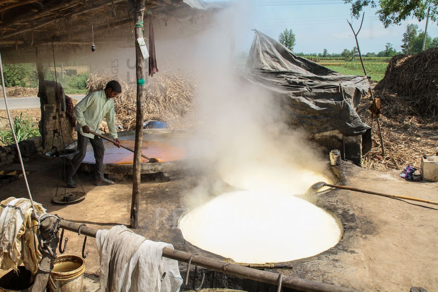 Traditional jaggery preparation