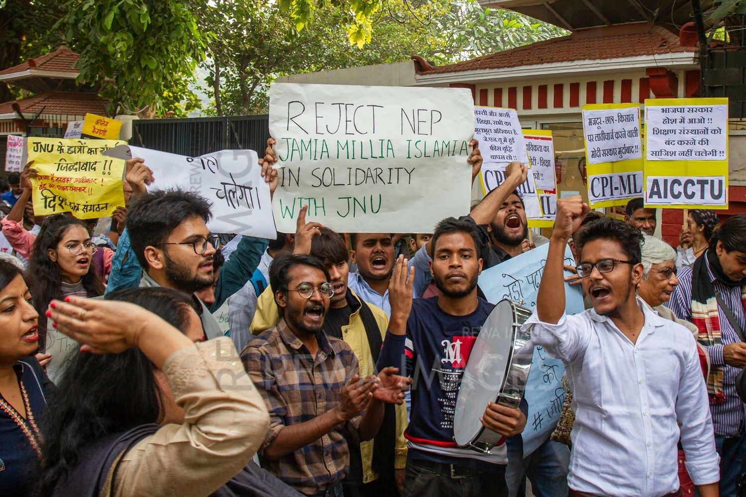 Students from Jawaharlal Nehru University & other Colleges protest in New Delhi, India, 23 November 2019 against fee hike and New Education Policy