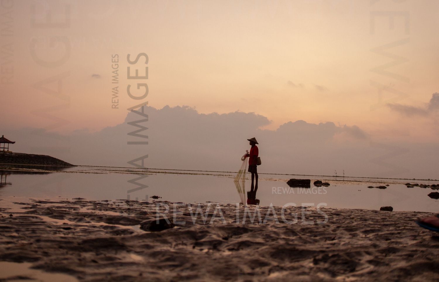 Fisherman at the sunrise
