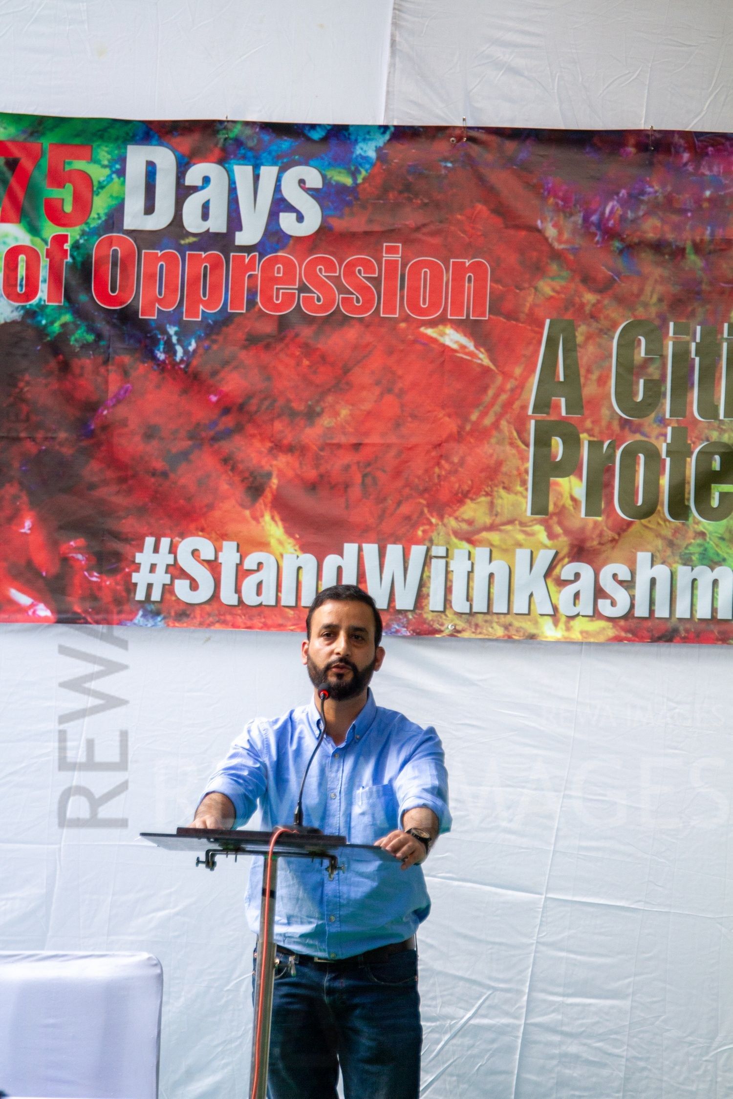 Citizens protest at Jantar Mantar, New Delhi in October 2019 against the “75 days of lockdown in Kashmir” after the amendment to Article 370 and 35A.
