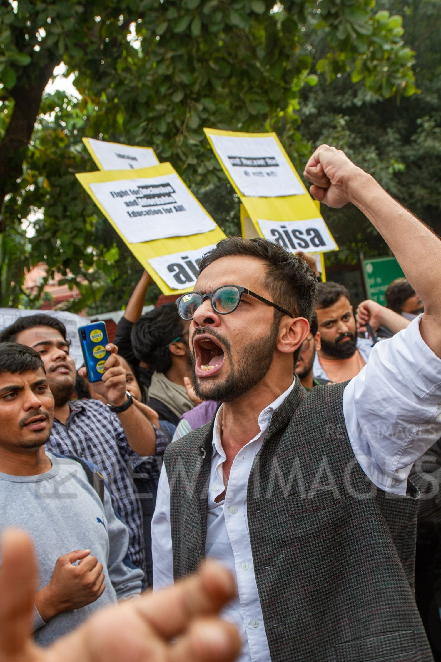 Umar Khalid joining Students from Jawaharlal Nehru University & other Colleges protest in New Delhi, India, 23 November 2019 against fee hike and New Education Policy