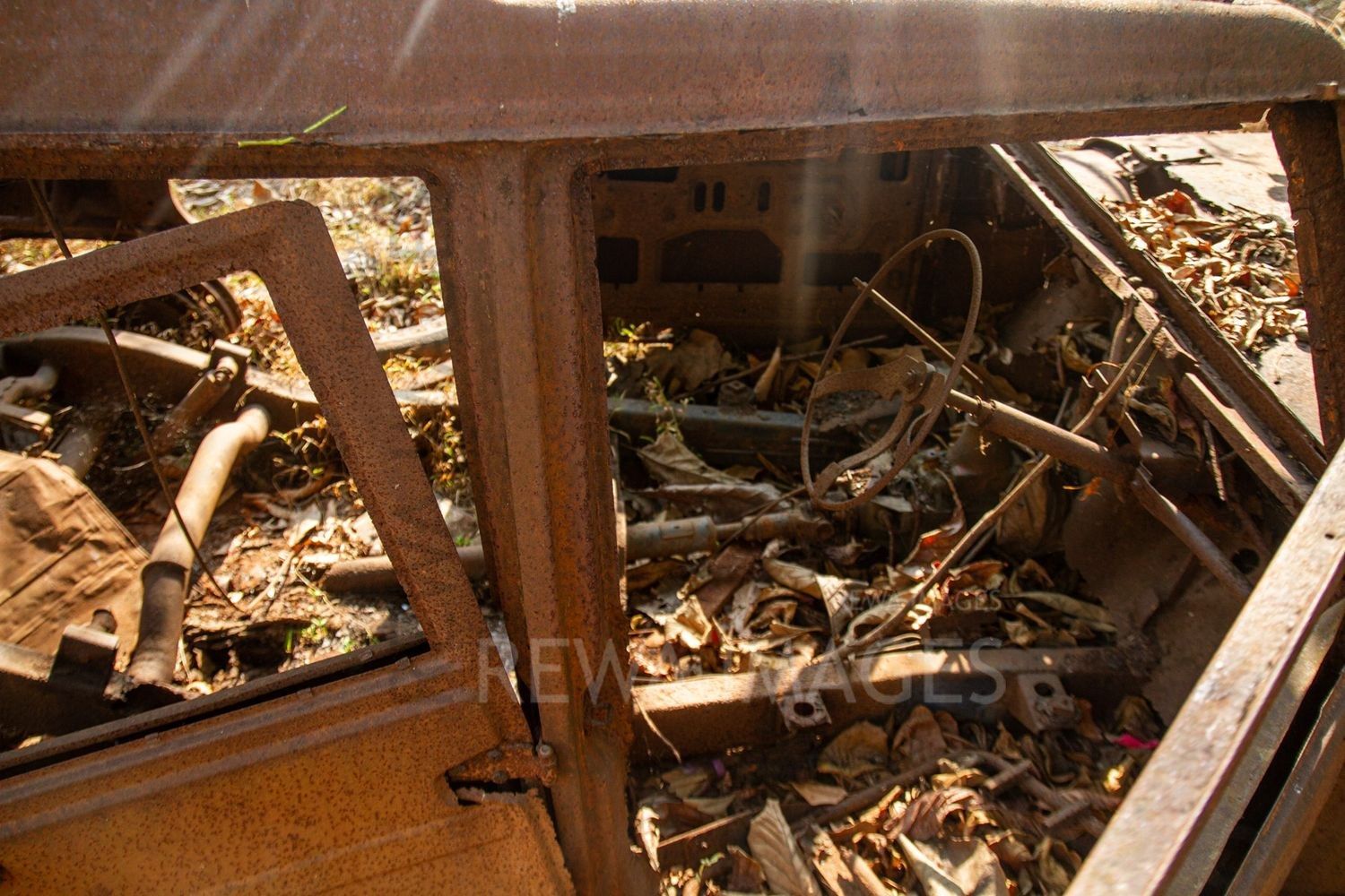 The burnt vehicle at the Pastoral House