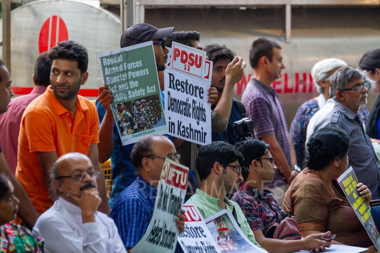 Citizens protest at Jantar Mantar, New Delhi in October 2019 against the “75 days of lockdown in Kashmir” after the amendment to Article 370 and 35A.