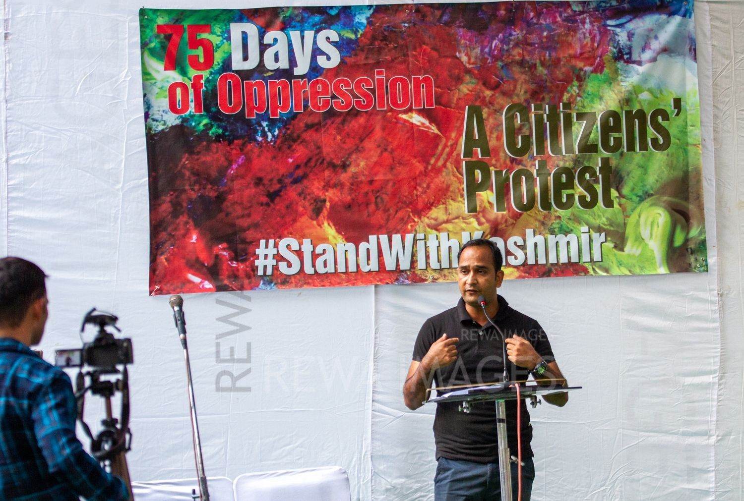 Citizens protest at Jantar Mantar, New Delhi in October 2019 against the “75 days of lockdown in Kashmir” after the amendment to Article 370 and 35A.