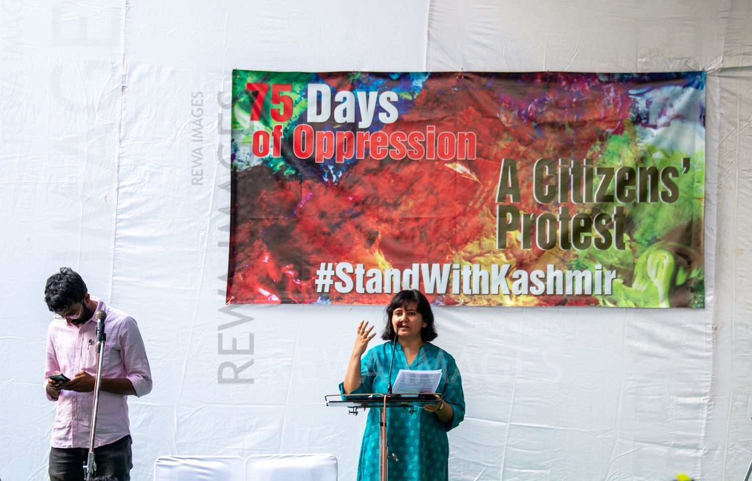 Citizens protest at Jantar Mantar, New Delhi in October 2019 against the “75 days of lockdown in Kashmir” after the amendment to Article 370 and 35A.