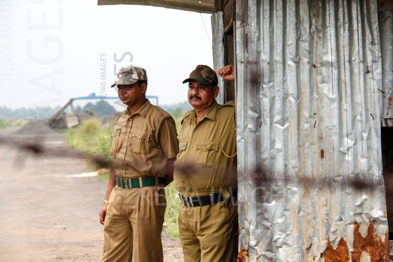 Security forces and barbed wires