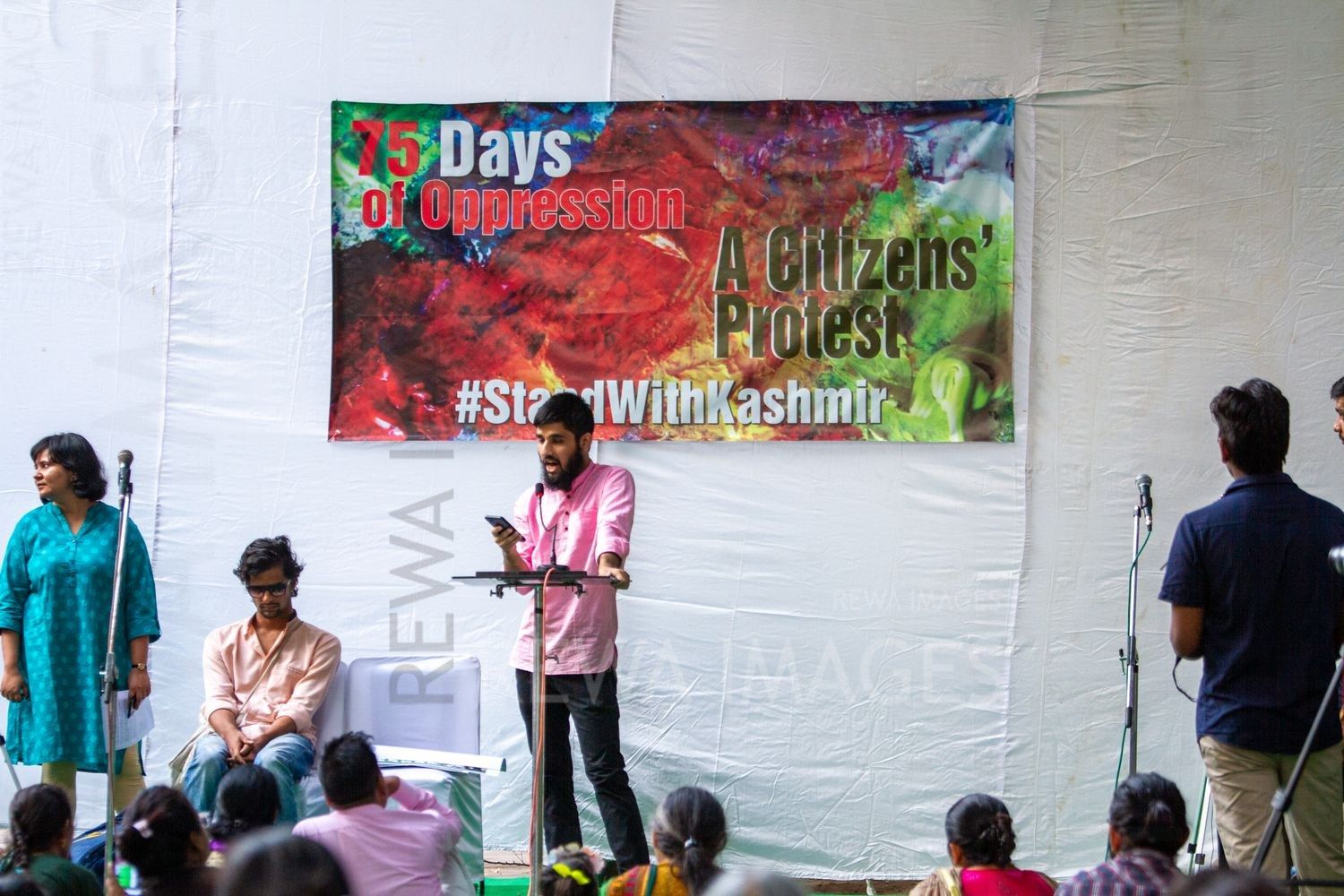 Citizens protest at Jantar Mantar, New Delhi in October 2019 against the “75 days of lockdown in Kashmir” after the amendment to Article 370 and 35A.