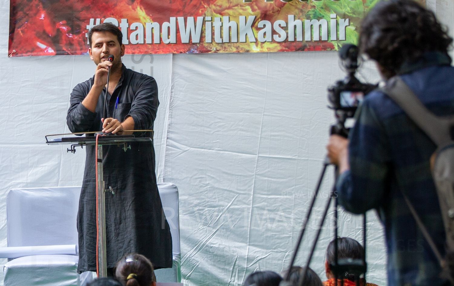 Citizens protest at Jantar Mantar, New Delhi in October 2019 against the “75 days of lockdown in Kashmir” after the amendment to Article 370 and 35A.
