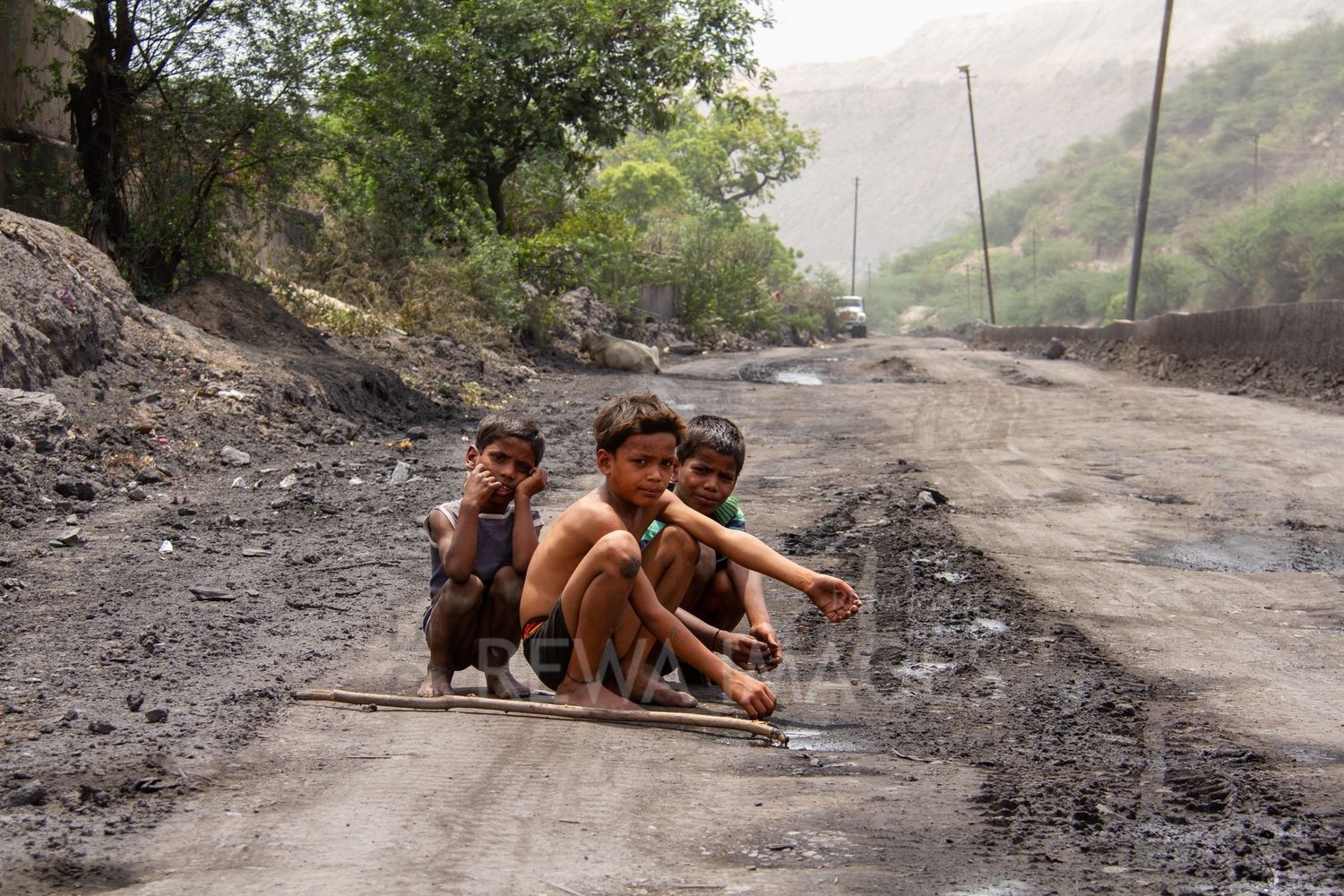 Children near coal mining